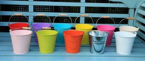 Metal tin flower bucket pot - tin,