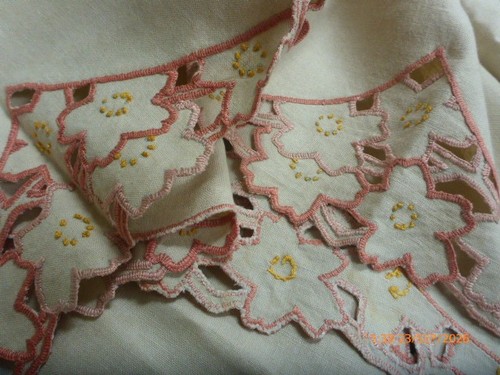 Vintage hand embroidered linen