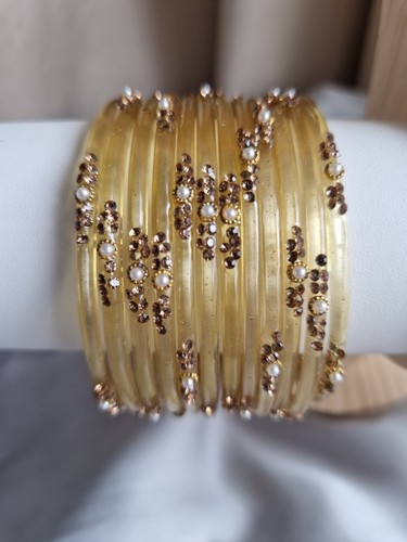 Meera pearl glass bangles - meera,