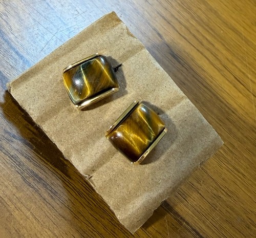 Tiger eye cufflinks - eye, gold
