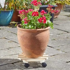 Round Plant Caddy Wooden