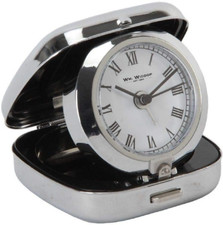 Widdop Metal Case Folding Travel Alarm Clock Desk Roman Numerals Time Portable