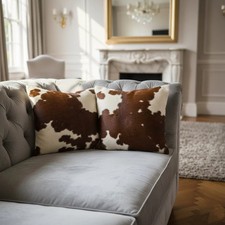 2x Cowhide Print Cow Cushion