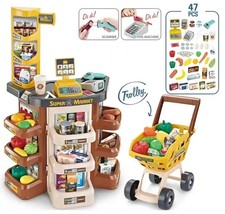47 Pcs Pretend Play Multi-functional Supermarket Play Set Price Scanner Kids Toy