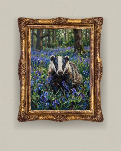 Badger woodland art print - art,