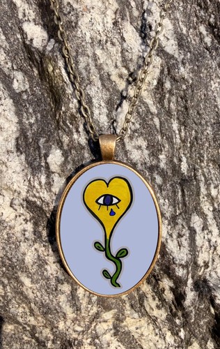 Crying heart plant necklace - crying,