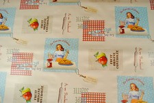 50's RETRO KITCHEN CREAM VINYL WIPE CLEAN PVC TABLECLOTH  MANY SIZES