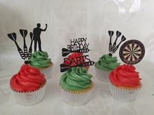 6 Black Glitter Card Darts