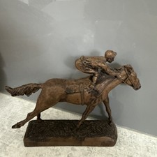 North Light Bronze Horse and Jockey sculpture signed "Linton"  