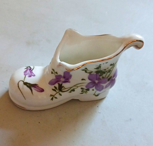 Glazed ceramic shoe figurine - glazed,