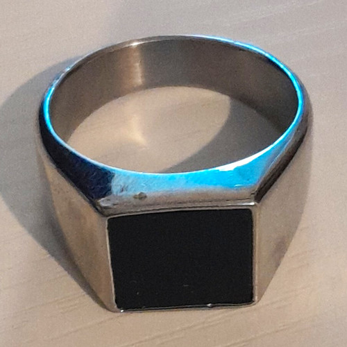 Men titanium signet ring - signet,