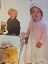 Peter Pan 1137 Crochet PATTERN Vintage used Baby Cardys Hats 12-22 In  DK 