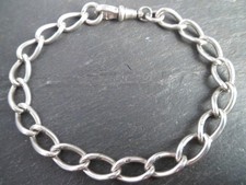 Antique Solid Sterling Silver Albert Pocket Watch Chain Bracelet with Lion Stamp