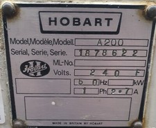 Hobart A200 Accessories. 2Ballon whisks,2dough mixers,1 paddle, 2 bowls,2 Collar