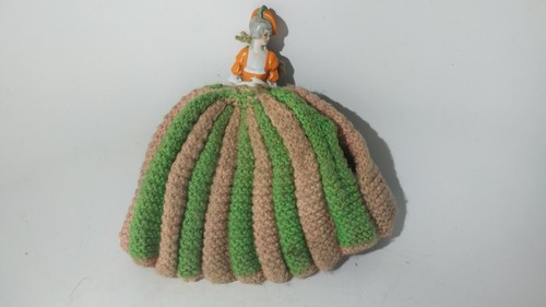 Antique half doll teapot cozy - half,