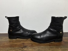 Womens Black Leather Love Moschino Side Zipped Ankle Boots ~ Size UK 7