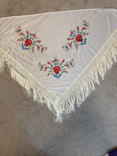 Embroidered piano shawl wrap - embroidered,