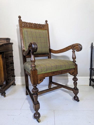 Victorian oak armchair - victorian, throne