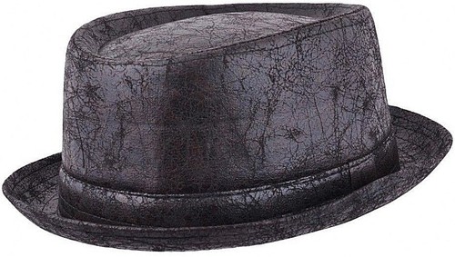 Leather look hat trilby - hat, pork