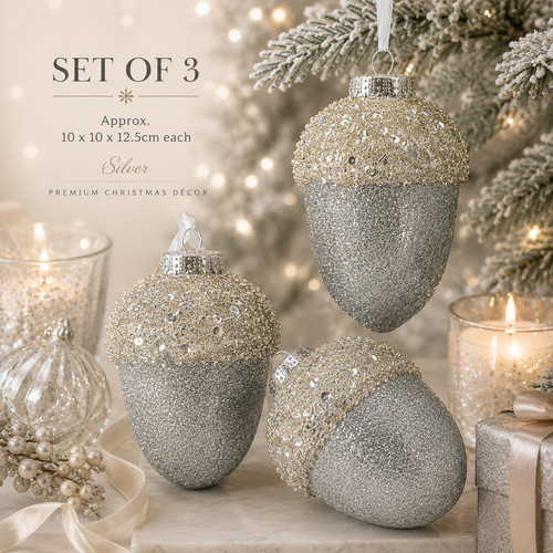 Silver acorn christmas - silver,