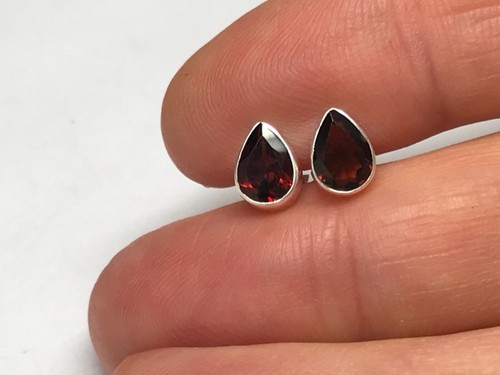 Garnet pear stud earrings - pear,
