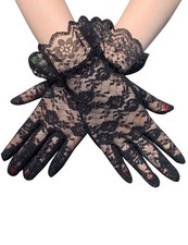 Black lace gloves vintage - black,