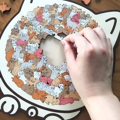 New wooden cat jigsaw puzzle - wooden,