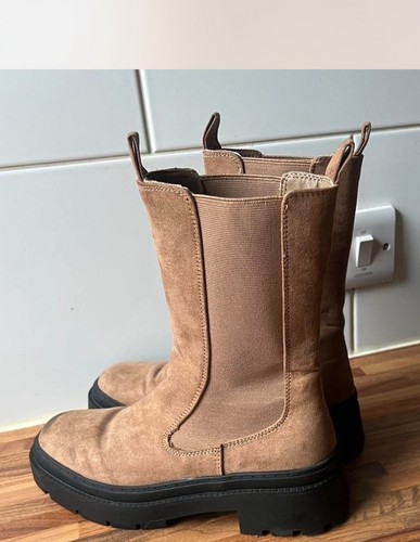 Ladies suede chelsea boots tan - suede,