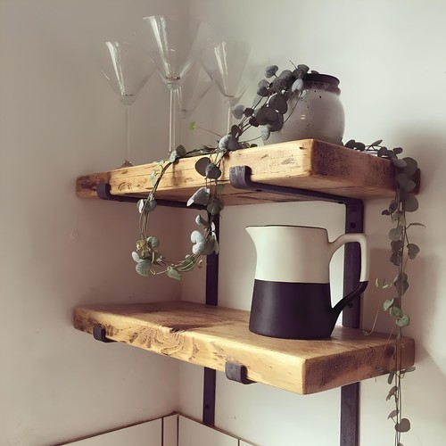 Rustic wooden shelf - wooden, urban
