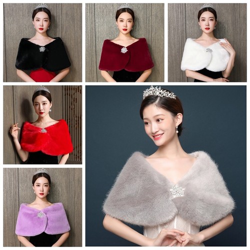 Women bride faux fur - bride, shawl