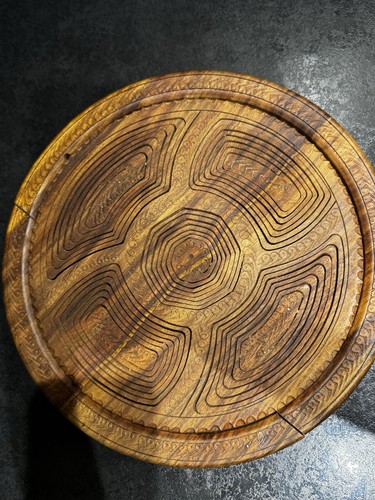 Large round carved wooden - large,