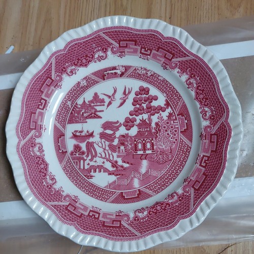 Pink willow pattern plate - willow,