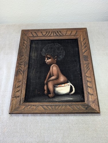 Vintage black velvet - black, painting