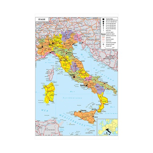 Italy political map poster - italy,