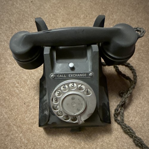 1950s black rotary telephone - black,