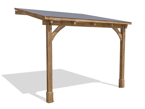 Wooden lean gazebo 3x3m - wooden,