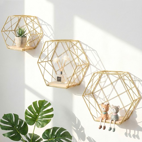 Hexagon wall shelves set 3 - set, of