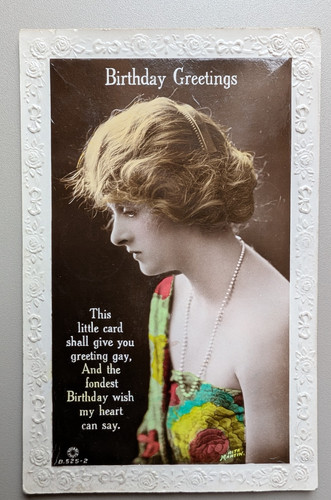 Old postcard woman glamour - old,