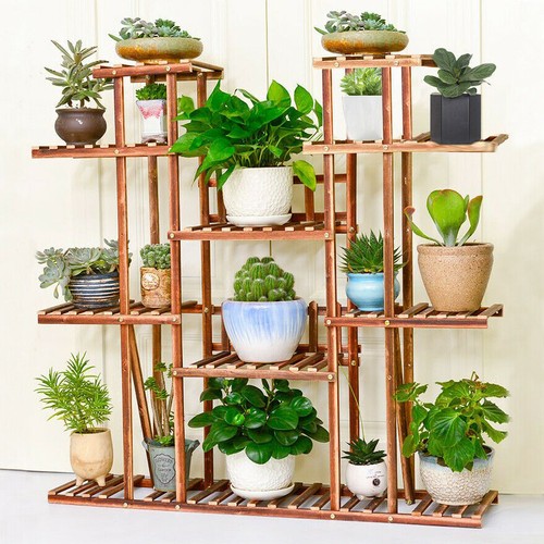 11pot wooden tall - wooden, plant