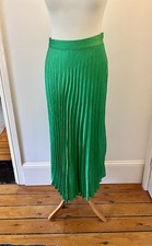 Zara green pleated satin midi - zara,