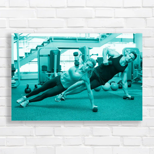 Fitness couple workout teal - fitness,