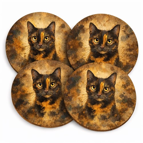 Tortoiseshell cat coasters - tortoiseshell,