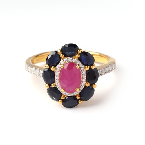 Natural ruby sapphire - natural, 18k