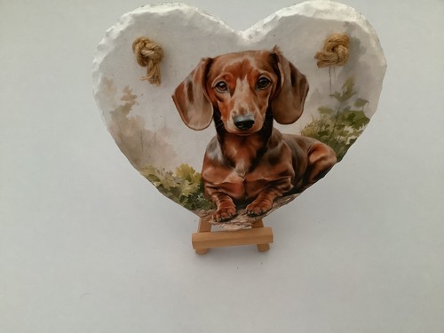 Decoupaged slate heart - decoupaged,