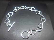 Silver 8 Infinity Links Toggle Clasp Bracelet Stamped 925