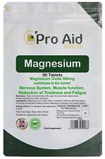 MAGNESIUM Tablets 500mg 90 Pack Muscle Function, Fatigue, Tiredness MADE IN UK
