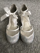 Monsoon Children’s Shoes Diamond White Heel Ribbon Bridesmaid Party Flower Girl