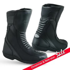 Mens Waterproof Leather Touring Boots Motorbike Motorcycle Riding Armoured Shoes