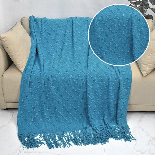Knitted tassel throw blanket - knitted,