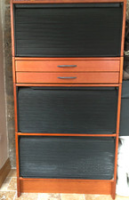 Vintage Ikea Galant Roller Storage Cabinet Shutter Beech Black Pull-out filing